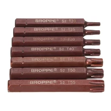 Broppe 7 шт. T20/T25/T30/T40/T45/T50/T55 75 мм Torx Магнитная s2 Сталь ОТВЕРТОЧНЫМИ 10 мм шестигранным хвостовиком для воздействия отвертка