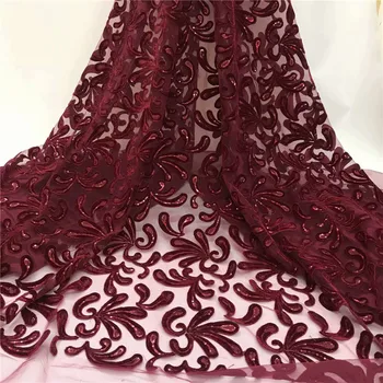 

Red Nigerian Tulle Lace Sequin Fabric Green High Quality African Sequin Lace Fabric New African Lace Fabric A1149-1