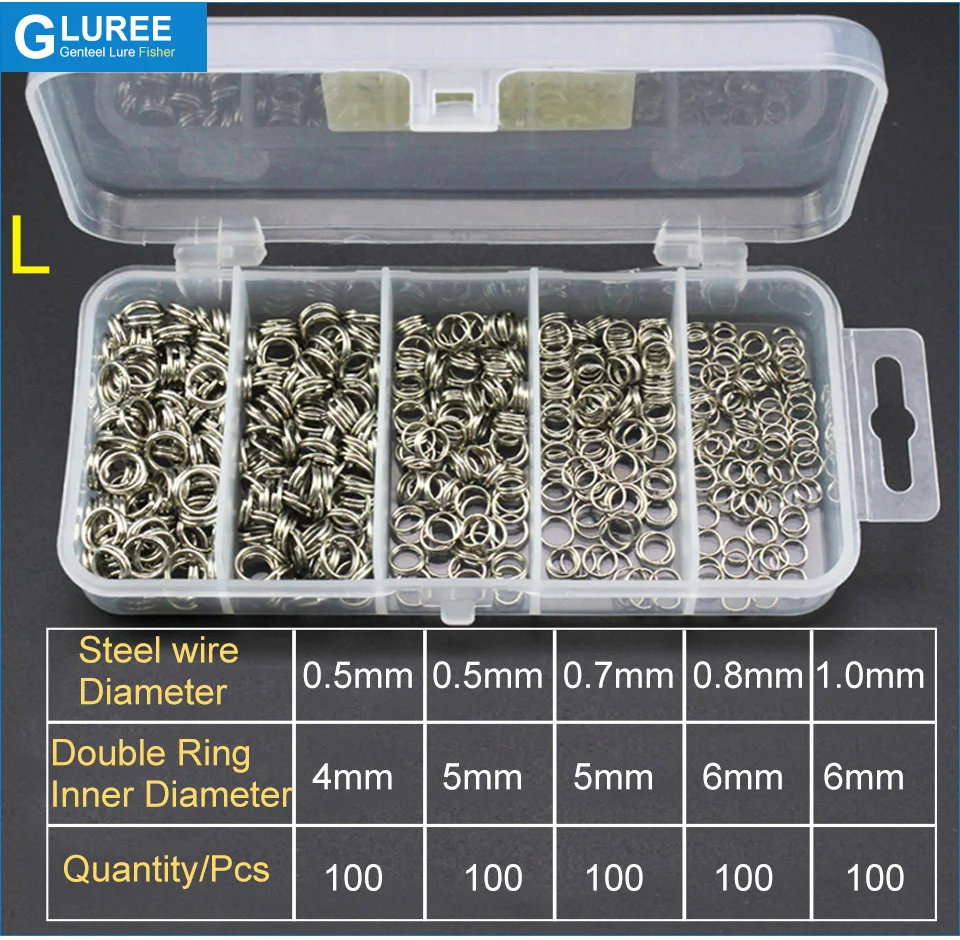 GLUREE-Double-Split-Rings-Set-Stainless-Steel-Ring-Fishing-Hook-Lure-Connectors-Set-With-Box-Mixed-Size-Fishing-Tackle_06