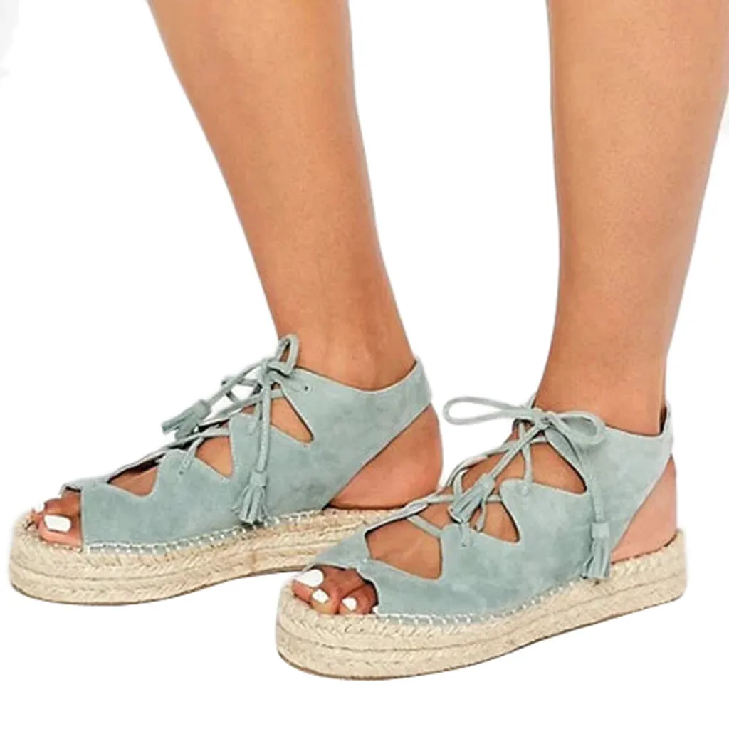 

Summer Women's Wedge Open Toe Shoes Fashion Ankle Cross-Strap Fish Mouth Sandals Round Toe British Wind Flat Heel travel Apr 8