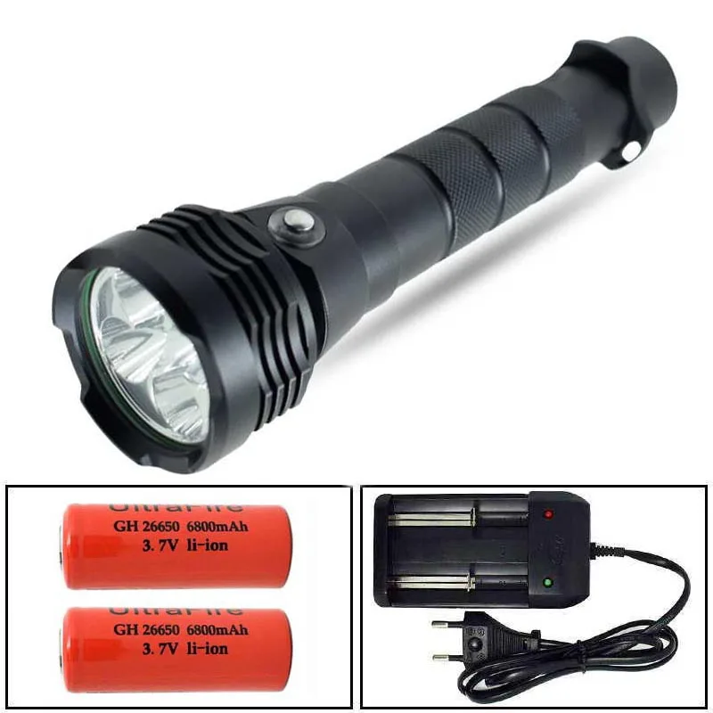 

Professional Waterproof Lamp LED Diving Lantern Underwater Flashlight 5000 Lumens XM-L2 Scuba Torch With 26650 Battery + Charger