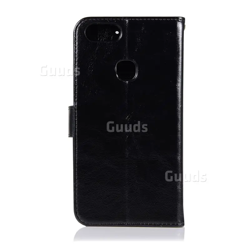Luxury Retro Leather Wallet Case for Vivo X20 Plus - Black