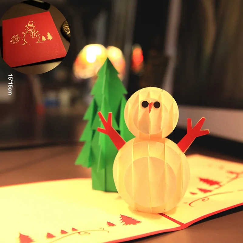 

3d puzzle christmas card, snowman christmas tree papercraft greeting card, christmas puzzle