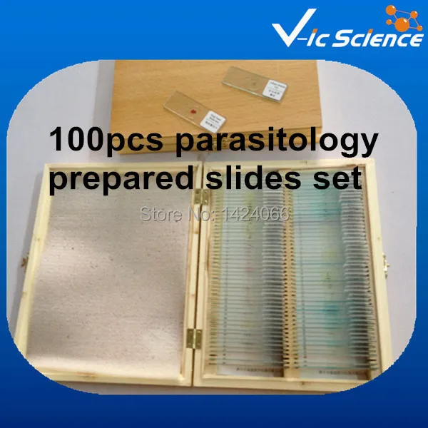 100% factory 100pcs parasitology prepared slides set ot8008 100