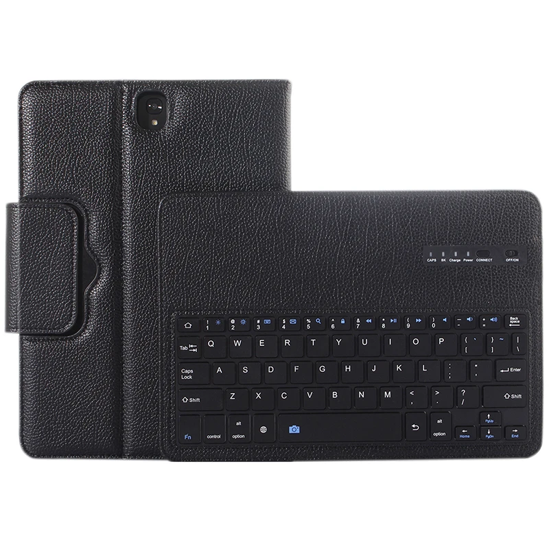 Шикарный чехол для планшета 9,7 ''для samsung Galaxy Tab S3 SM-T820 T820 T825 принципиально Съемная bluetooth-клавиатура кожаный чехол - Цвет: Черный