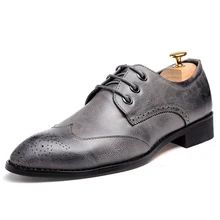 Oxford Chaussures pour Hommes En Cuir Vintage Hommes Robe Chaussures Derbies Imprimer Hommes Appartements Nouveau Solide Richelieus À Talons Bas Taille 38-43