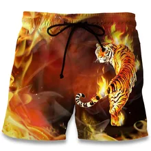 Летние мужские шорты с 3D принтом тигра, пляжные брюки для фитнеса, модные мужские шорты бермуды, одежда размера плюс 6XL