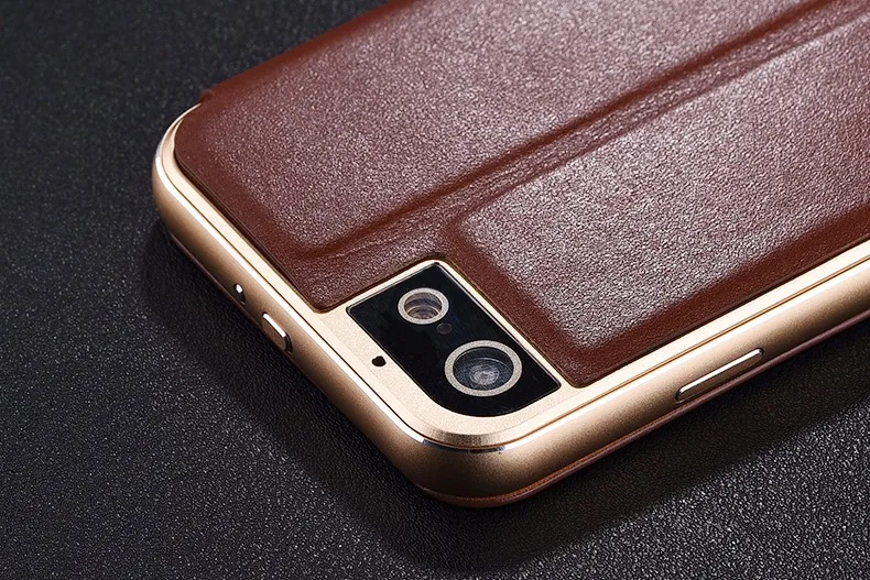 iMatch из натуральной кожи Магнитный флип-чехол для iPhone 6 6s 7 Plus Алюминиевый металлический каркас Защитный чехол Корпус