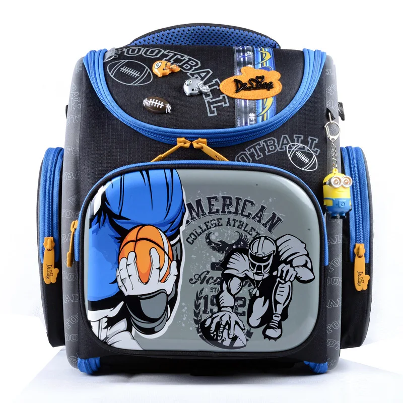 

New DELUNE Brand Cartoon School Bags for Boys Orthopedic Children Backpack Waterproof 3D Pattern School bag Gifts for children