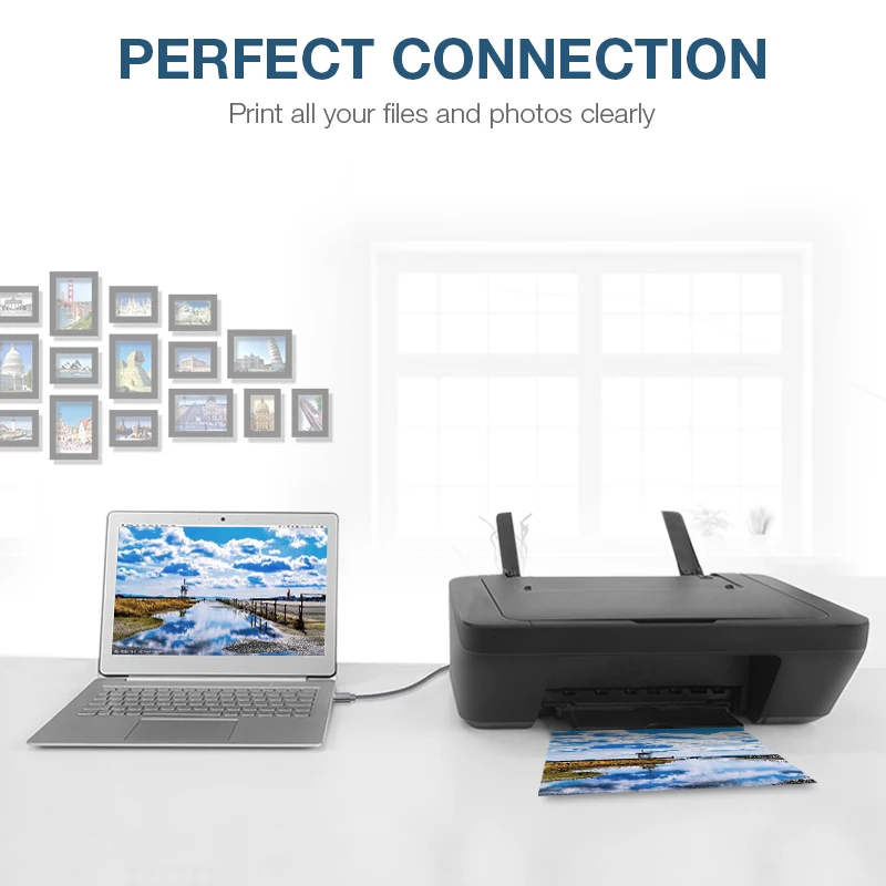Кабель для принтера JSAUX Dell USB тип A штекер B шнур сканера 2 м/3 м высокоскоростной HP