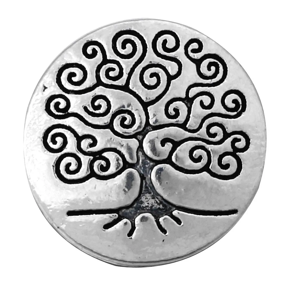 

10pcs/lot Wholesale New Snap Jewelry Silver Life of Tree Metal 12mm Snap Buttons fit 12mm Snap Bracelet Bangles For Women