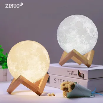 

Rechargeable Moon Lamp 2 Color Change 3D Light Touch Switch 3D Print Lamp Moon Bedroom Bookcase Night Light Creative ночни