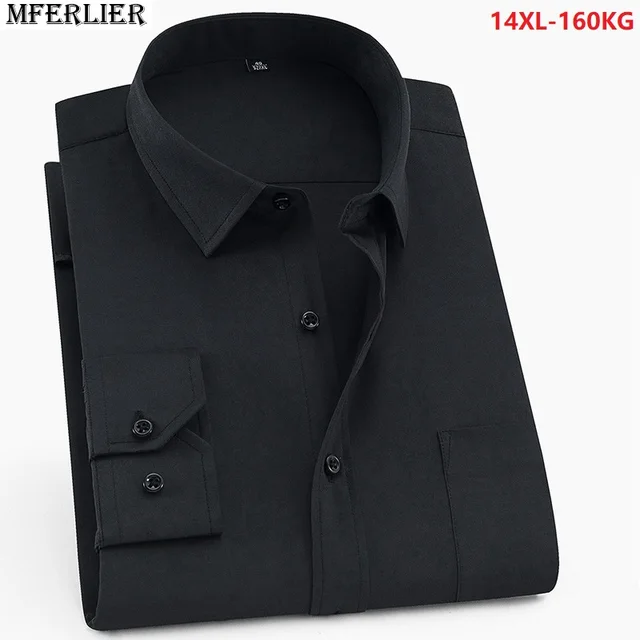 men formal shirt long sleeve classic larger size big 8XL 10XL 9XL new ...