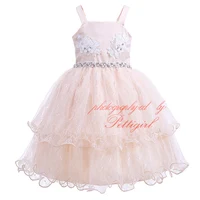 Cutestyles Girl Wedding Beige Grandi Dress Lace Flower TuTu Princess Kids Dresses For Kids Clothing GD81207-25L
