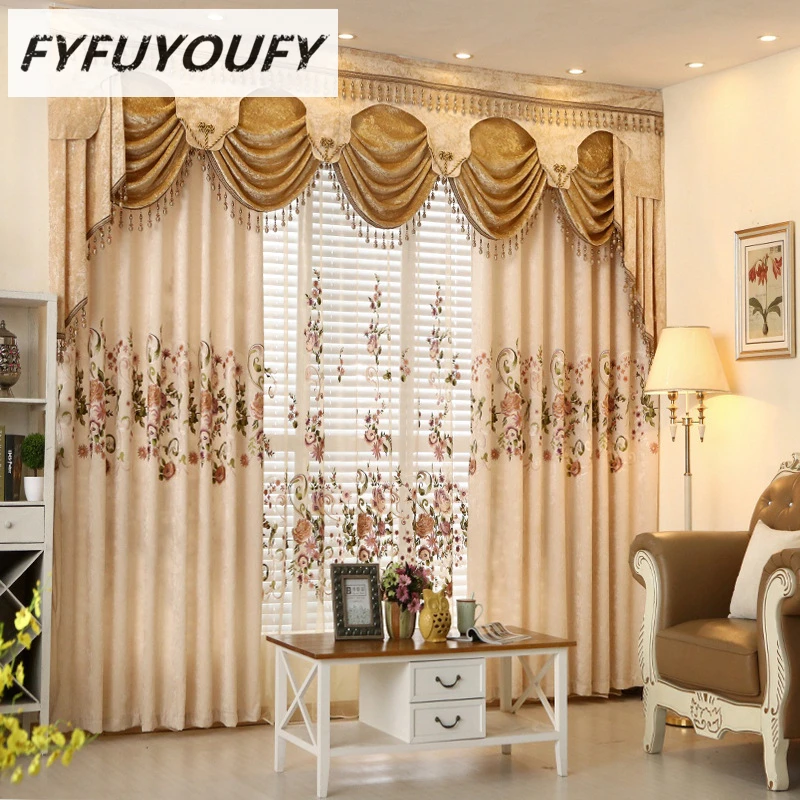 Cortinas para sala de estar francesas con bordado jacquard de lujo