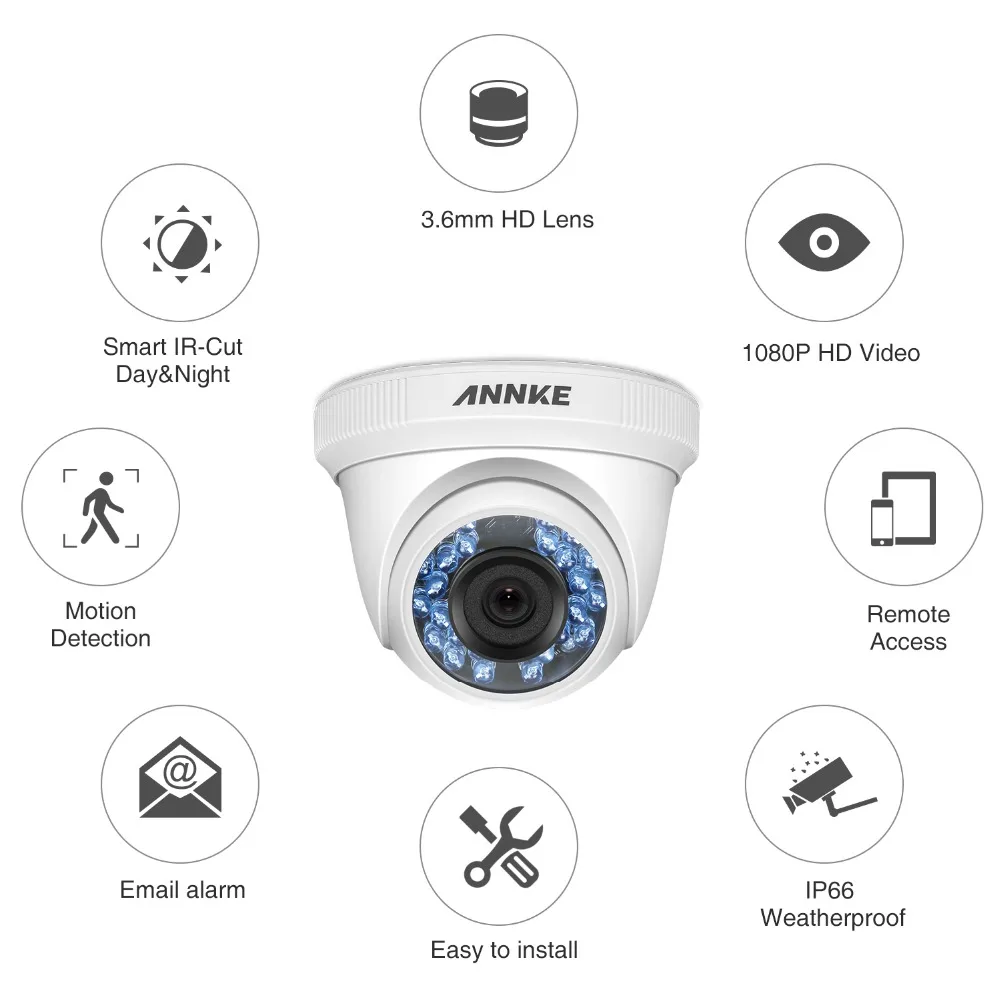 ANNKE 3MP 4CH 5in1 HD TVI CVI AHD IP камера H.264 + DVR 4 шт. 2MP 1080 P уличная Водонепроницаемая ИК