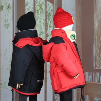 

2-8Y new 2018 winter thicken warm fashion style cotton-padded boys coat with hood 1pc kids warm thick winter coat