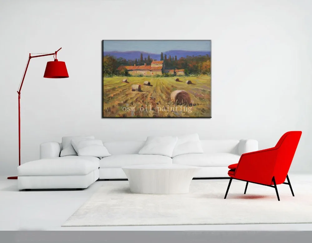 Handmade Abstract Wall Artwork Hang Canvas Picture Farm House Handpainting Tuscan Landscape Countryside Knife Oil Paintings | Дом и сад