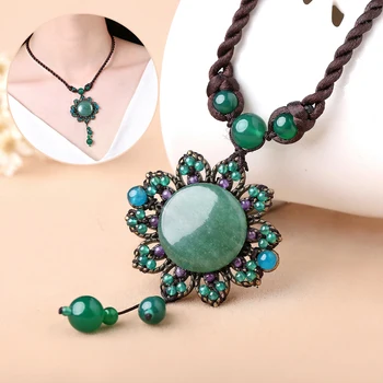 

Vintage Necklace Female National Style Short Clavicle Chain Dongling Jade Accessories Literary Necklace Neck Jewelry