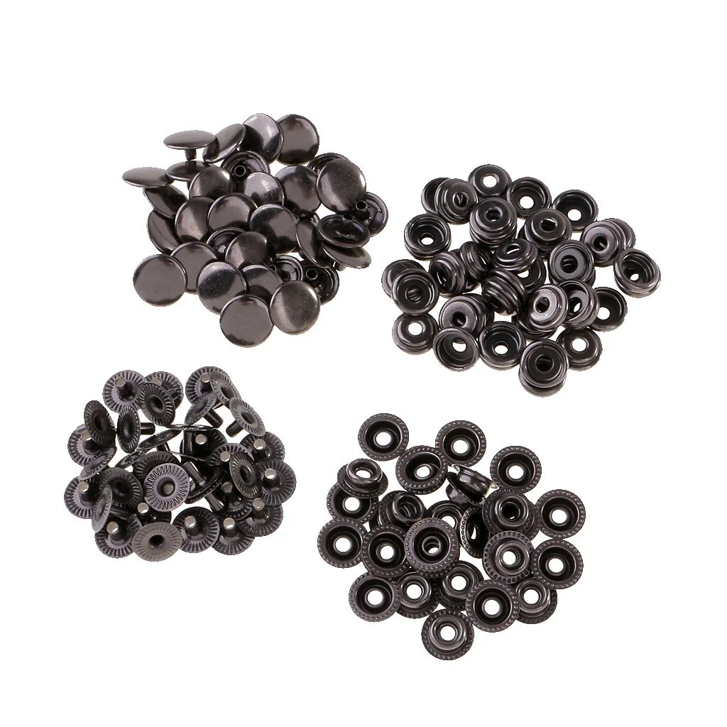 90 Sets Metal Snap Buttons Press Stud Popper Fasteners 12.5mm 15mm Round for Leather Clothes Bags Sewing Accessories
