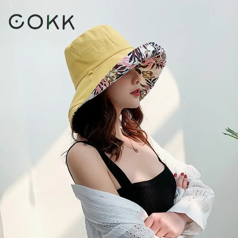 Женская двухсторонняя Панама COKK складывающаяся в Корейском стиле с большими