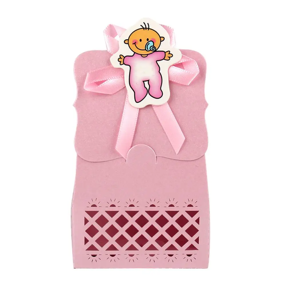 Теплая Коробка для детского душа, 12 шт., милый мультяшный подарок на крестины, Подарочная коробка для конфет, сувенир для мальчиков и девочек, товары для дня рождения - Цвет: Pink Baby