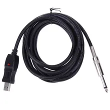 Гитара бас 1/4 6.3 мм для USB-интерфейса ссылка ПК соединение инструментальный кабель Аудио адаптер конвертер USB гитарный кабель 3М