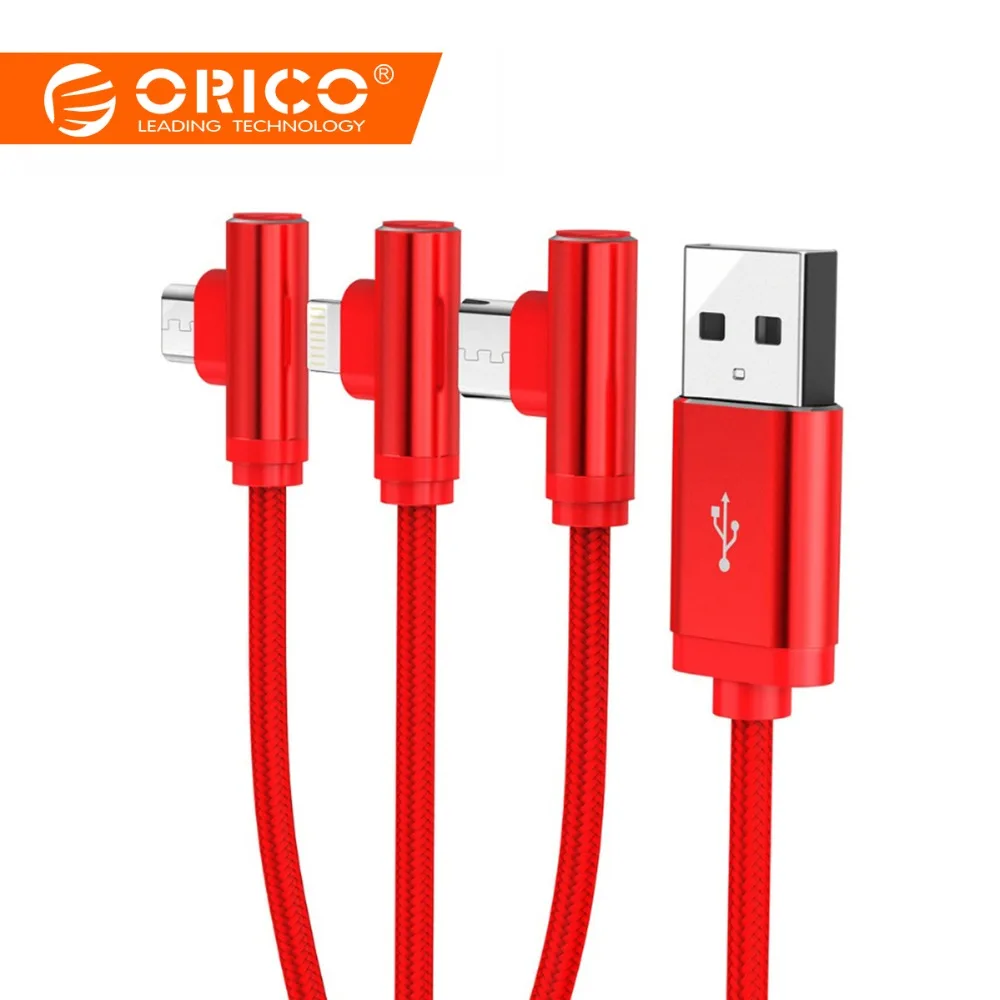 

ORICO 90 Degree USB Cable 3 in 1 Lighting Type-C Micro Data USB Cables For Xiaomi iPhone X 8 7 6 Fast Charging Charger Wire Cord