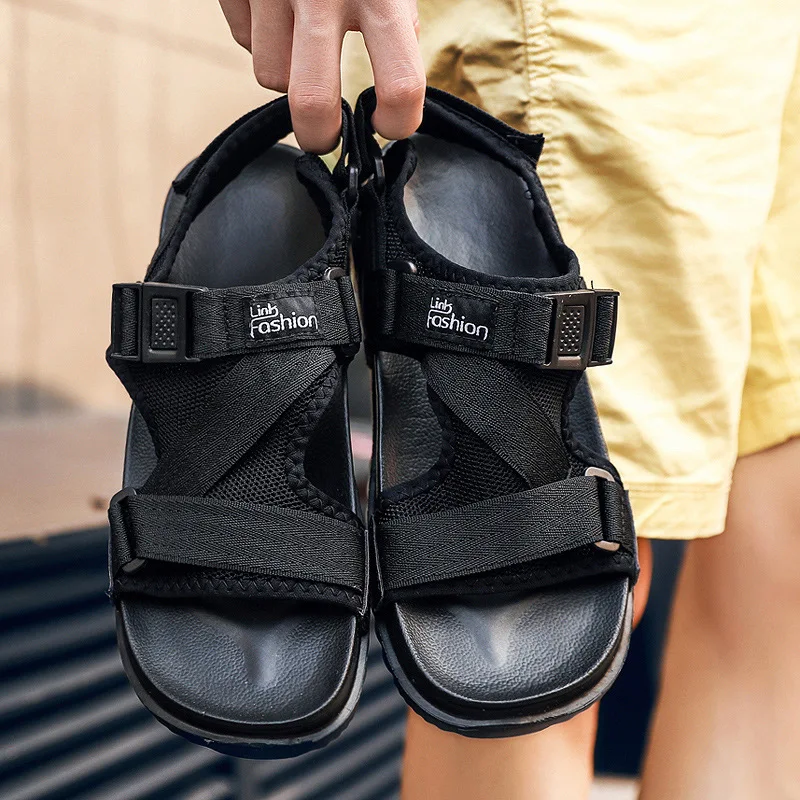 Sandals Men Shoes Hook&loop Gladiator Men's Summer Shoes 2019 Fashion Casual Beach Sandals Flat Soft Sandalias Large Size 45 46