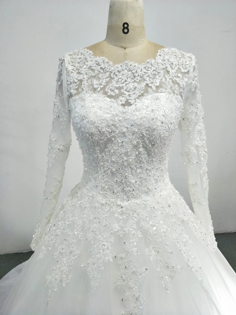 Vestidos De Noiva бальное платье Свадебные платья с длинным рукавом Бусины кружева аппликации свадебное платье Robes De Mariage