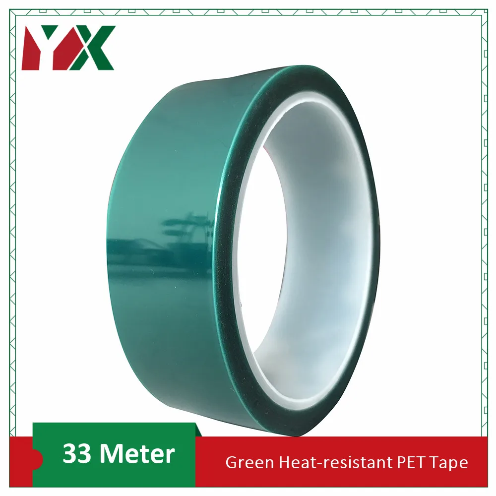 50 мм x 33 м зеленая ПЭТ лента Высокая температура термостойкая клейкая полиэфирная лента гальваническое покрытие печатной платы защитная лента 2 шт