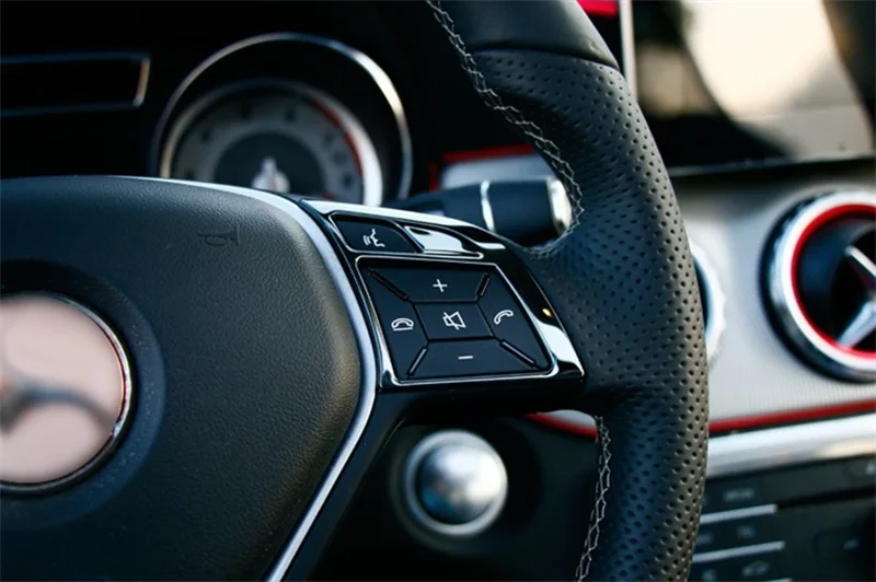Автомобильный Стайлинг для Mercedes Benz A GLA CLA класс W176 X156 C117 кнопки рулевого колеса наклейка крышка отделка интерьера авто аксессуары