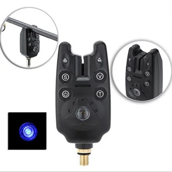 

Fishing Bite Alarm with 2 LEDs Blue Light Adjustable Tone Volume Sensitivity Sound Fish Bite Alarm Waterproof Fishing Tool,Black