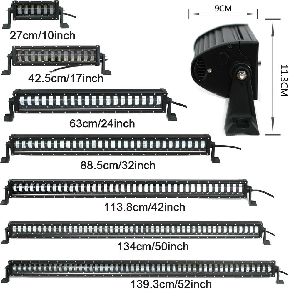 6D объектив 10-52 дюймов светодиодный Однорядный светодиодный светильник бар рабочий светильник для 4x4 внедорожный 4WD грузовик ATV 12 в 24 в прицеп