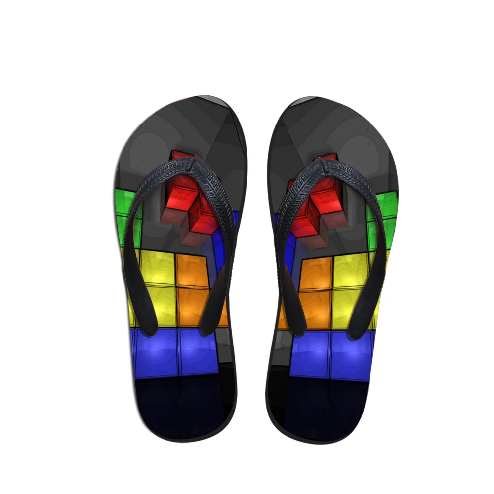 Noisydesigns Tetris print man's slippers Comfortable Anti slip flip