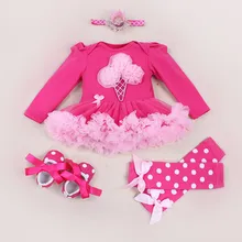 Новинка для маленьких девочек, 4 предмета в комплекте Костюмы одежды для маленьких детей «мороженое» Комбинезоны платья+ туфли+ повязка на голову+ гетры Костюмы детская вечеринка на день рождения подарок