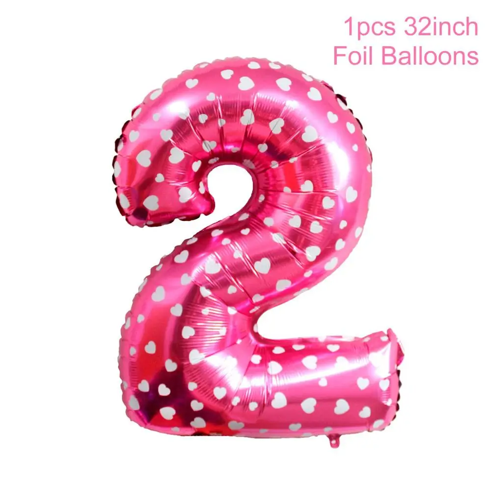 HUIRAN 2 день рождения шары-цифры воздушный шар 2 года дети синий мальчик 2 день рождения украшения Розовый Девочка День рождения принадлежности - Цвет: Number 2 Pink