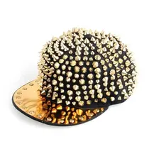 Шляпа черная кепка с шипами Золотая хип-хоп панк Готика