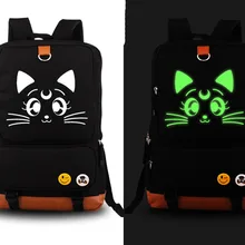 Сейлор Мун Луна рюкзак с принтом «Аниме Косплей» милый кот Холст студенческая светящаяся школьная сумка унисекс дорожные сумки