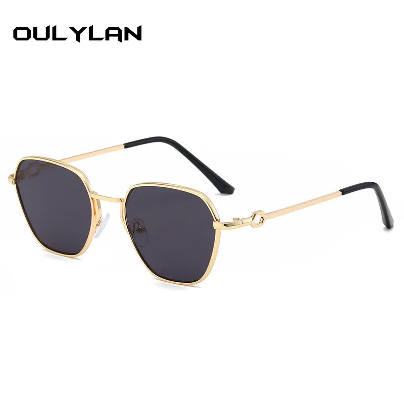 

Oulylan Vintage Polygon Sunglasses Women Retro Small Sun Glasses Men Brand Design Metal Frame Black Sunglass UV400