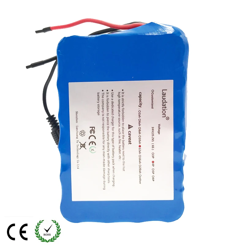 Laudation 6S4P DC 24V 12ah батарея 18650 25,2 V 12,8 AH моторное кресло-коляска литий-ионный аккумулятор bms 250W электрический велосипед+ зарядное устройство 2A