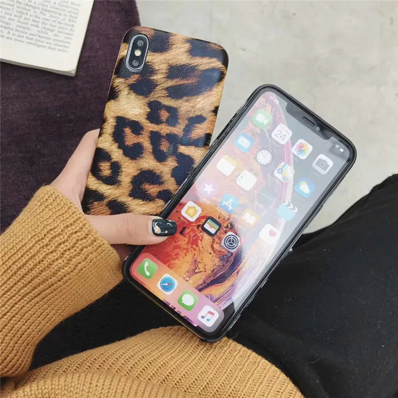Retro Leopard PU Leather Phone Case for iPhone XSMAX Case for iPhone XXR66S78Plus Case Luxury Soft Cute Cover Silicon Matte04