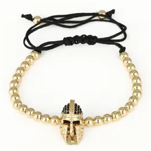 FAITHEASY микро черный циркон Спарта воин шлем переплетения кистями браслеты с орнаментами