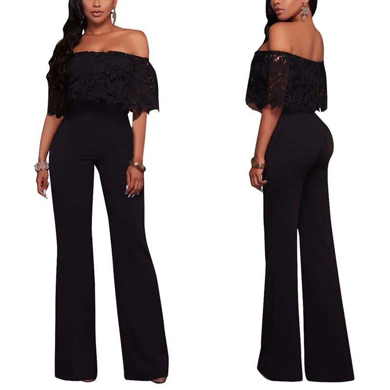 Sexy Women Off-shoulder Long Playsuit Lady Casual Party Cocktail Jumpsuit Romper