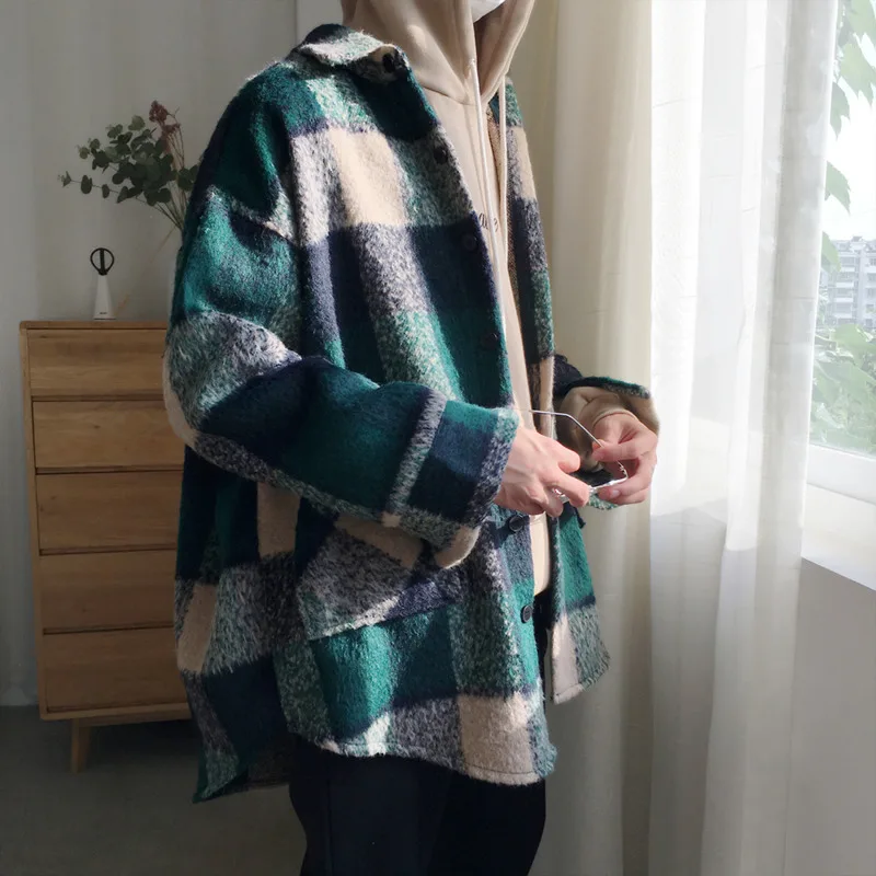 Plaid Shirt Men Fashion Casual Loose Wool Jacket Coat Man Autumn New Streetwear Male Clothes High Quality Long Sleeve Shirt Plaid Shirt Men Fashion Casual Loose Wool Jacket Coat Man Autumn New Streetwear Male Clothes High Quality Long Sleeve Shirt