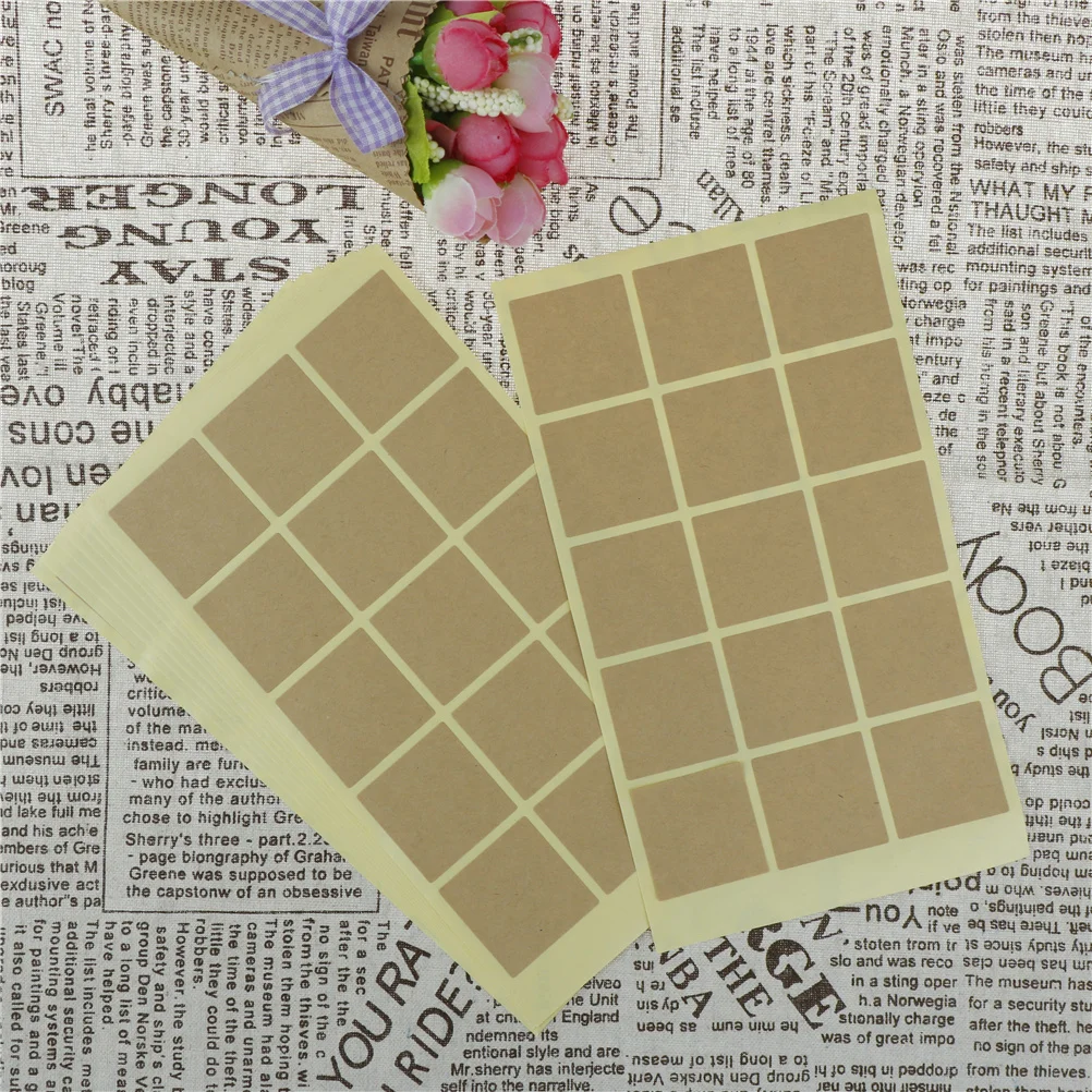 

150pcs/10 sheets 35*35mm Vintage Blank Label Sticker Hand Made baking package paper tags labels sticker