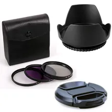 52mm UV CPL FLD Filter Kit for Nikon D5200 D5100 D3200 D3100 + Petal Flower Lens Hood + Center-Pinch lens cap