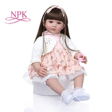 60 см Большой размер кукла-реборн младенец игрушка Реалистичная виниловая принцесса ребенок с Одежда для куклы живой Bebe девочка подарок на день рождения