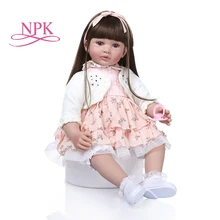 60cm de tamaño grande muñeco de bebé Reborn juguete realista de princesa bebé con tela suave cuerpo vivo Bebe niña regalo de cumpleaños