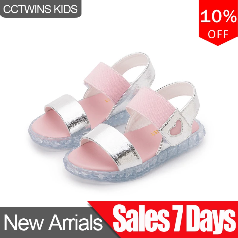 

CCTWINS Kids Shoes 2019 Summer Girls Fashion Heart Sandals Children Black Beach Flats Toddler Baby Soft Barefoot Shoes BS381